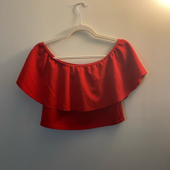 Boohoo Tops - Boohoo Ruffle red crop top.